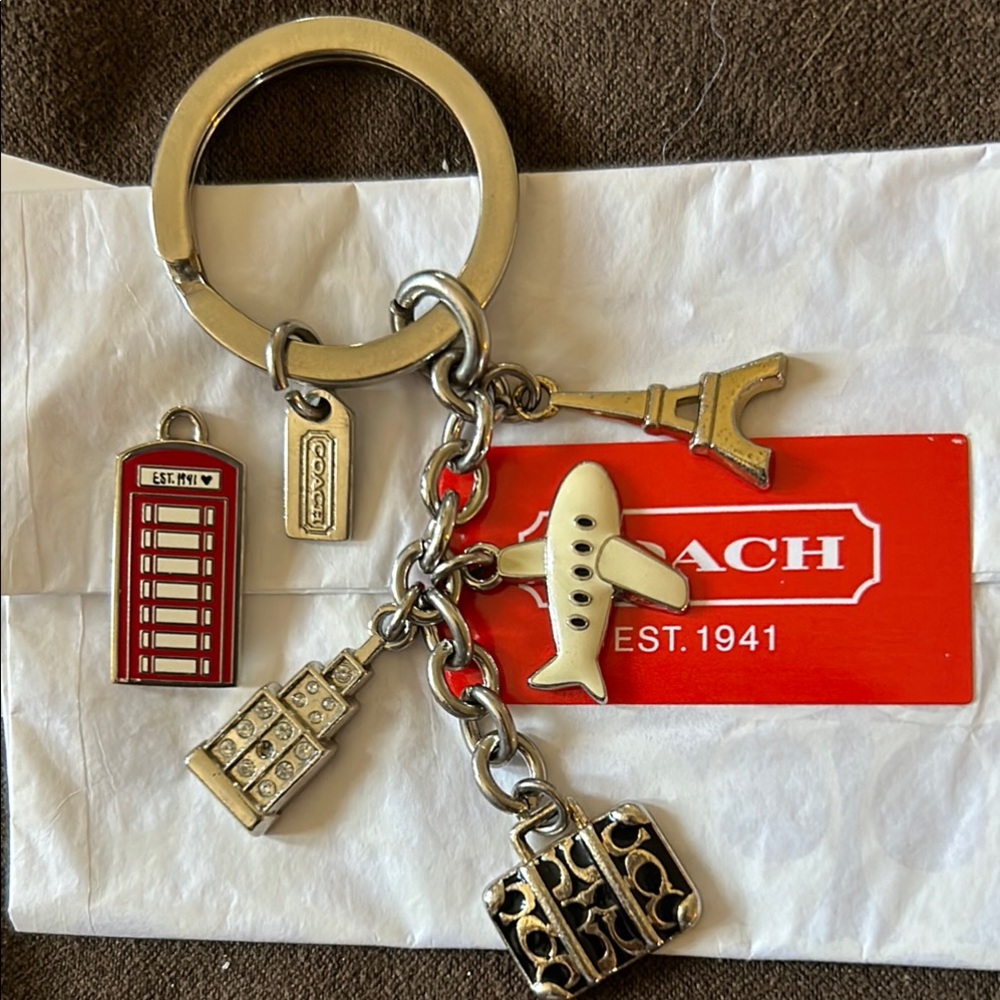 Rare vintage Coach Travel Multi Charm Keychain - purse charm- FOB